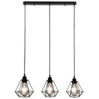 Taklampa Med Diamantdesign Svart 3 X E27-Lampa