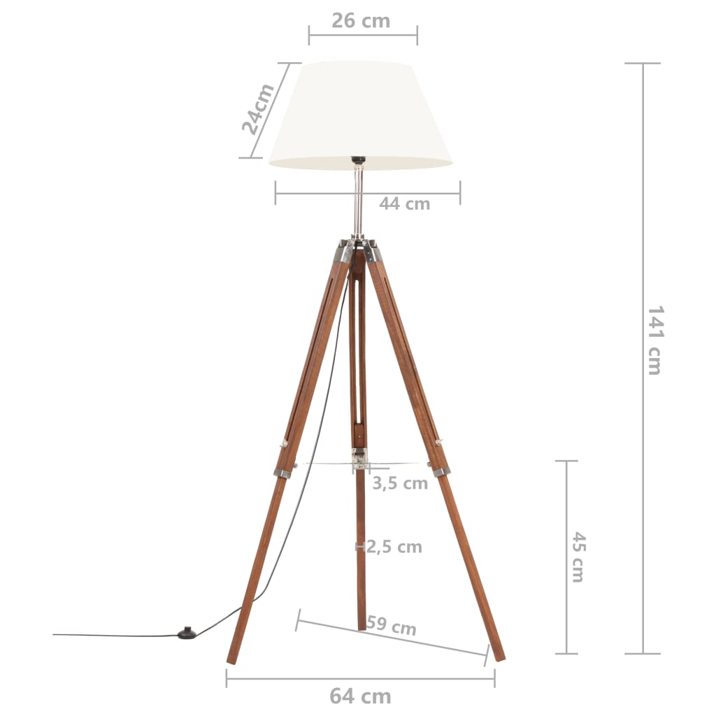 Golvlampa Honungs Massivt Teakträ 141 Cm