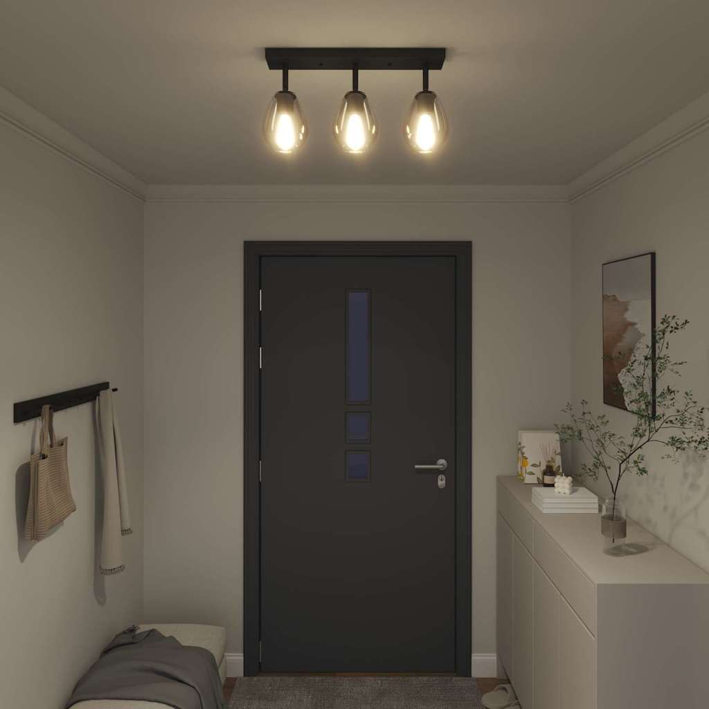 Takspotlight Svart 54 X 13 X 26 Cm Glas Och Metall