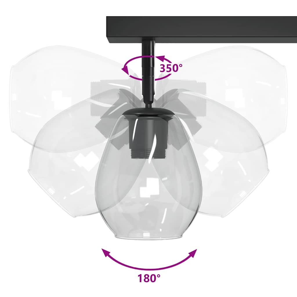 Takspotlight Svart 54 X 13 X 26 Cm Glas Och Metall