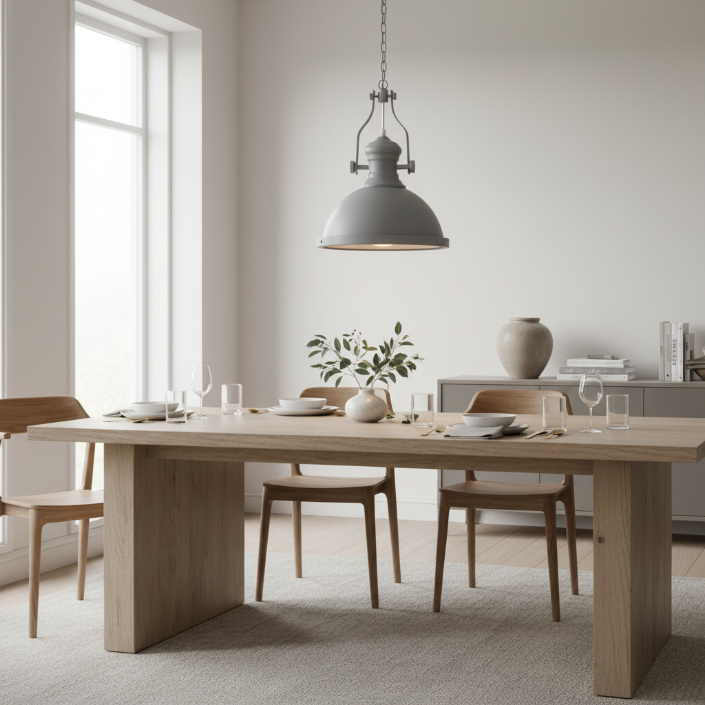 Industriell taklampa över matsalsbord