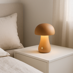 Svamplampa i skandinaviskt sovrum