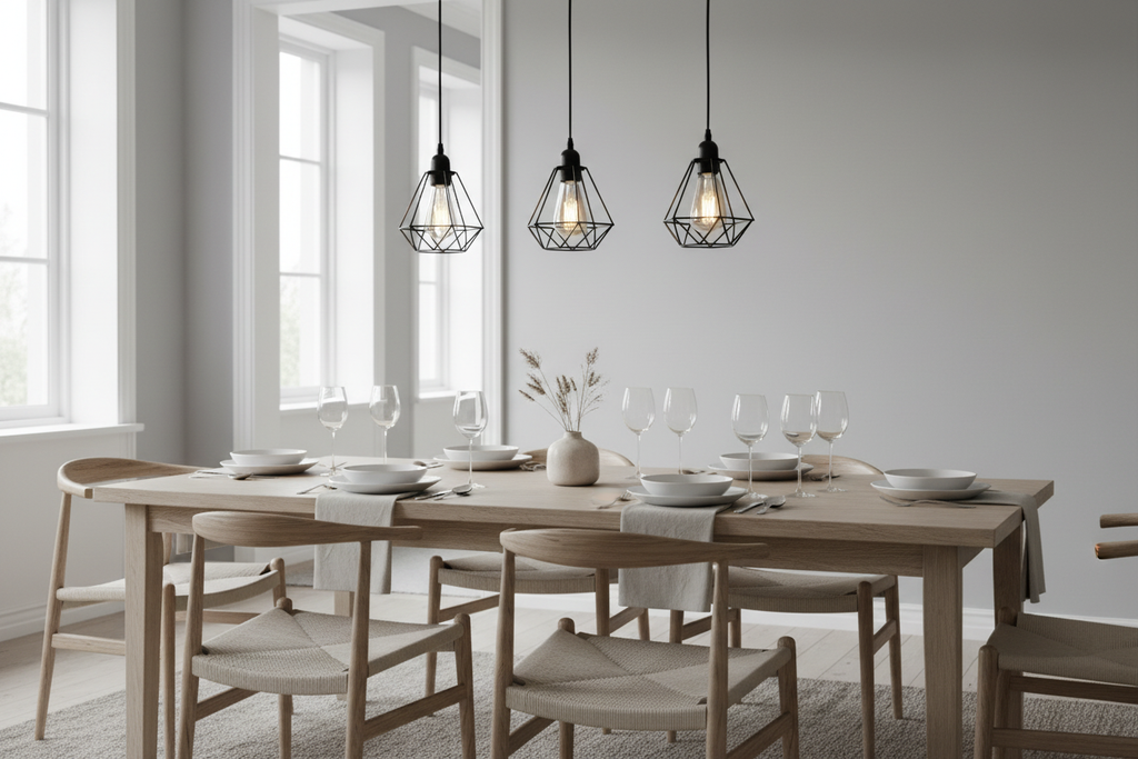 Taklampa över matbord